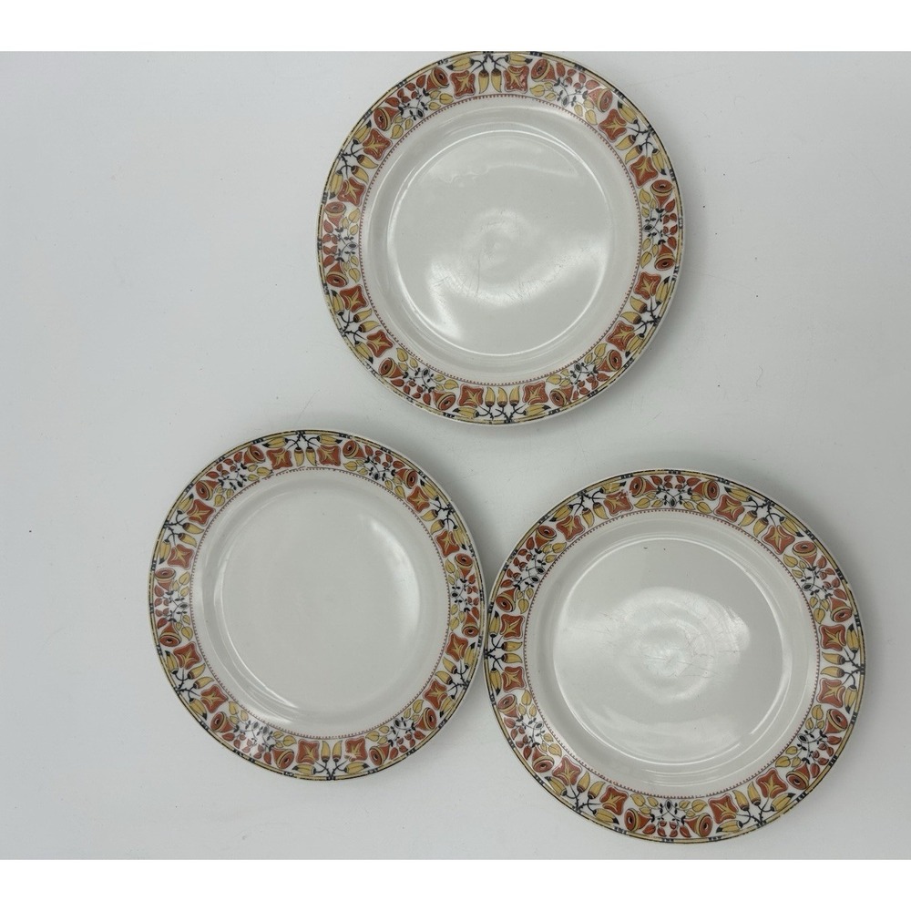 3  T&V Limoges Bread Plates  Tressemanes &‎ Vogt France Flowers Red Yellow Brown